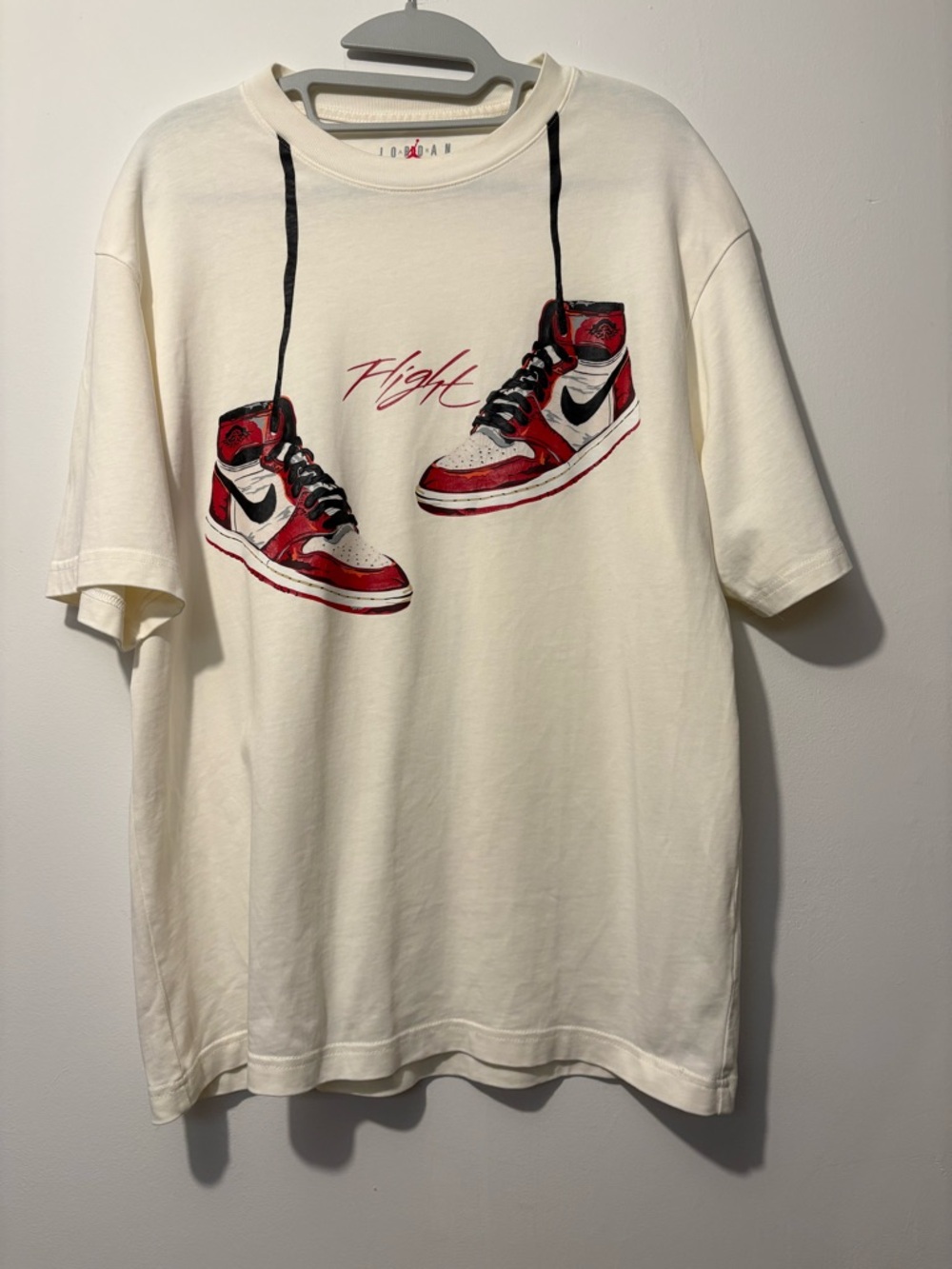 Jordan Cream Tee with Red Jumpman Logo